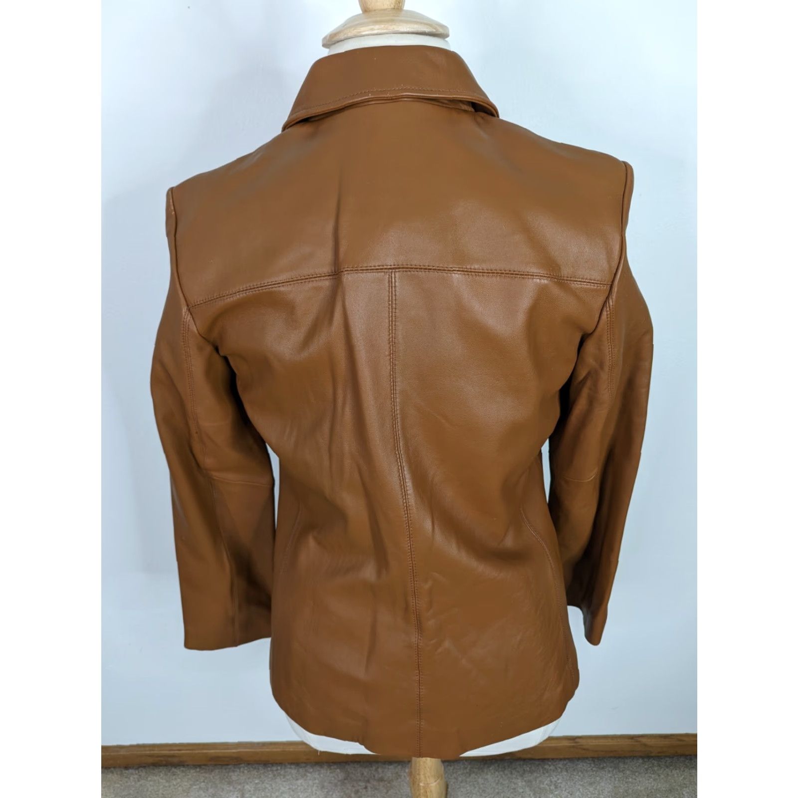 Vintage VINTAGE Y2K 00s Tan Brown Leather Jacket Moto Biker Coat Sz Large Women's Size L / US 10 / IT 46 - 3 Thumbnail
