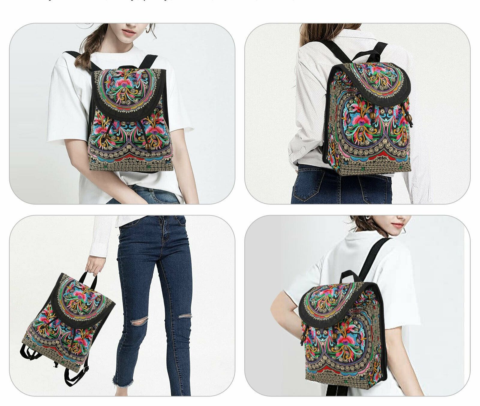 Other Floral Embroidered Backpack Size ONE SIZE - 2 Thumbnail