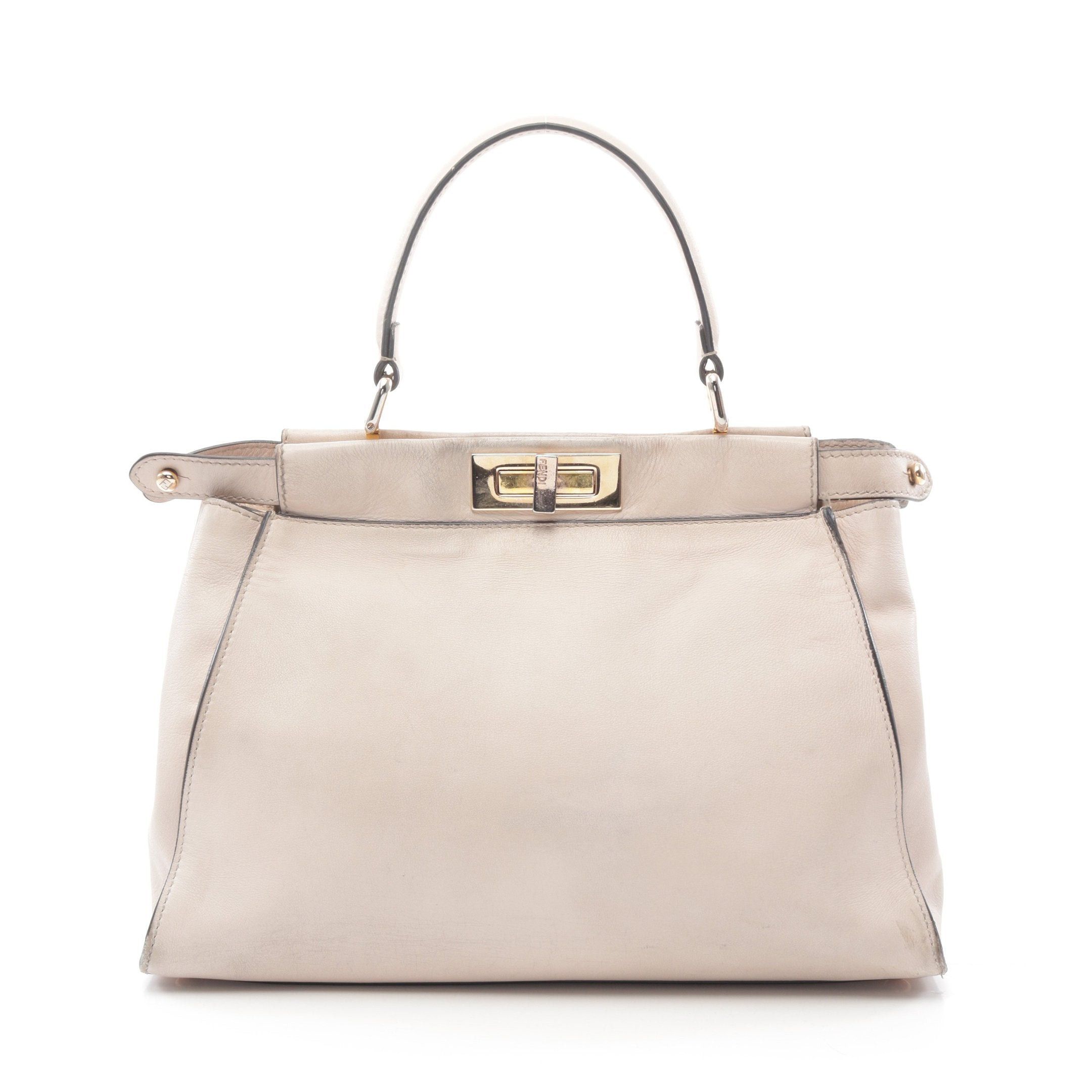Fendi Fendi Peekaboo Regular Selleria Handbag Leather Pink Beige Size ONE SIZE - 1 Thumbnail