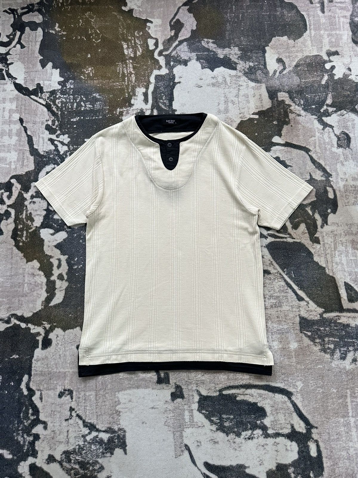 Yohji Yamamoto 1990s YSACSNY Y'saccs half button tee Size US L / EU 52-54 / 3 - 1 Thumbnail