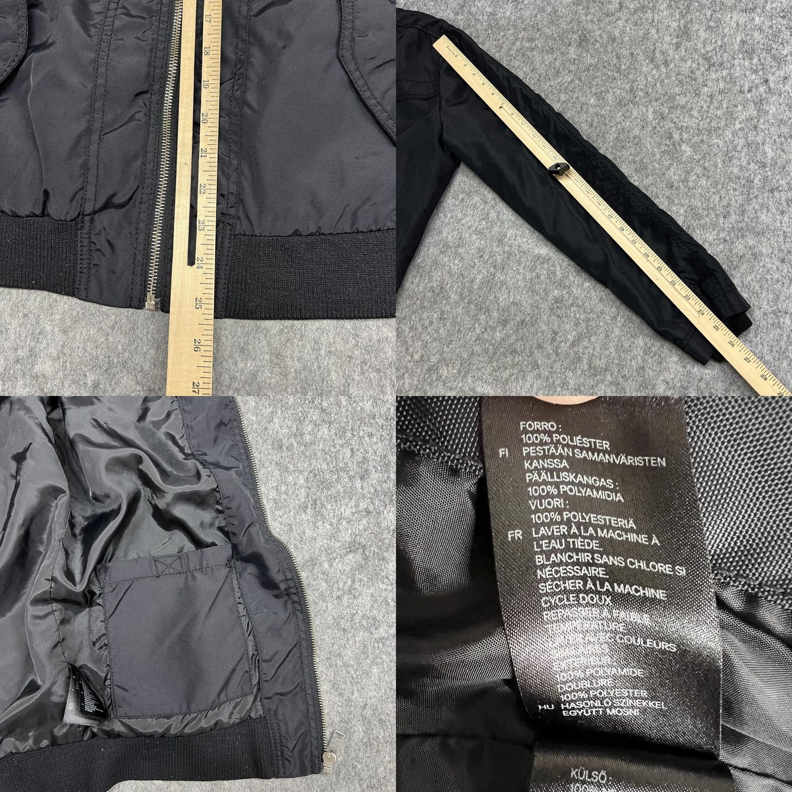 H&M H&M Jacket Mens 38 R Black Lightweight Bomber Full Zip Pockets Stand Collar Fall Size US XXS / EU 40 - 9 Thumbnail