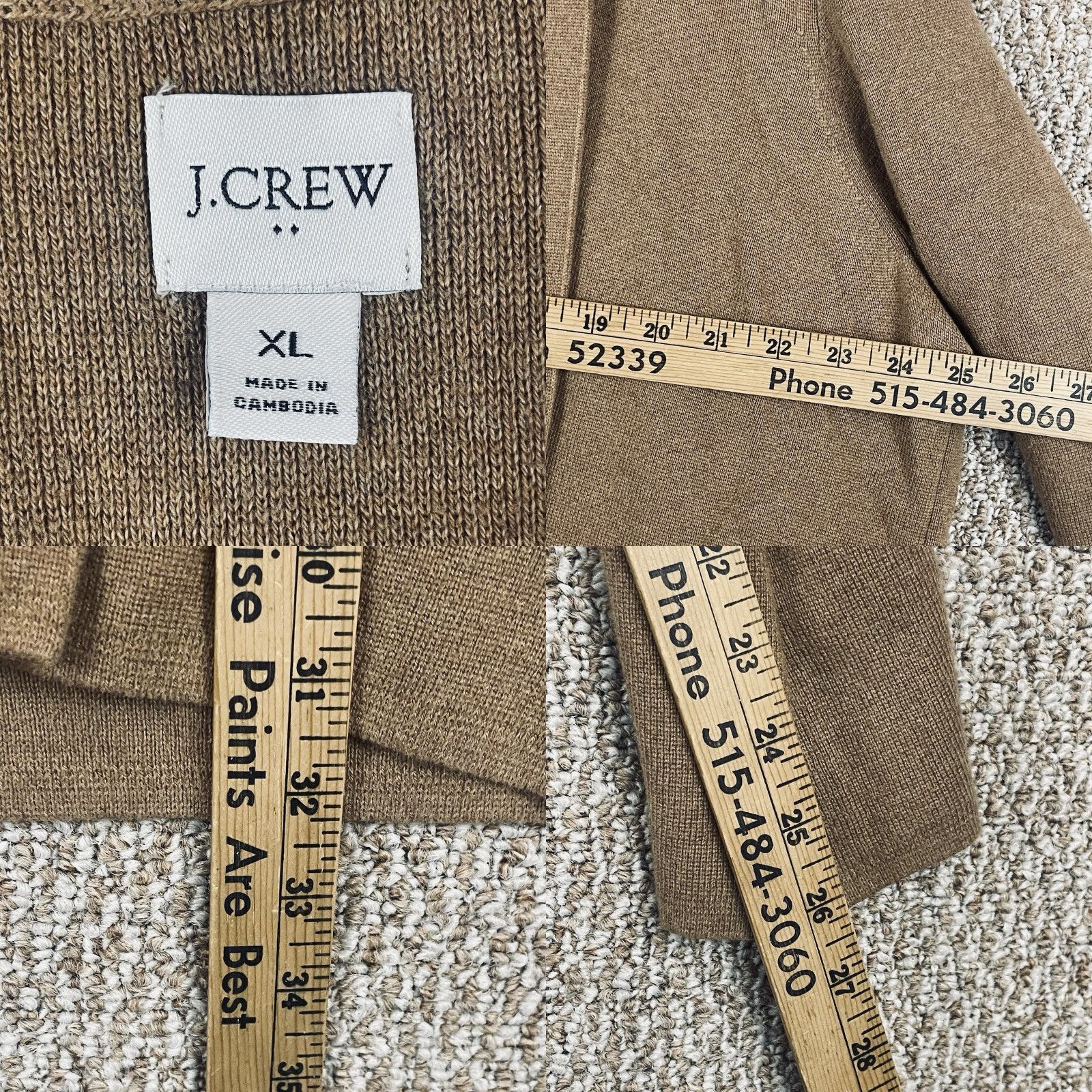 J.Crew J.CREW Cardigan Sweater Chelsea Open Front Brown XL Women Pockets Knit 100% Cotton Autumn Winter Spring Fall Relaxed Regular Size XL / US 12-14 / IT 48-50 - 8 Thumbnail