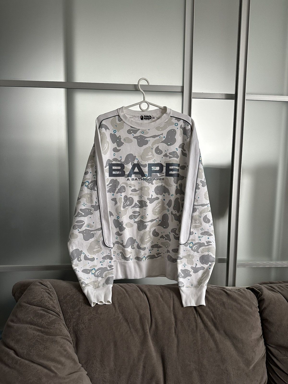 image of Bape Space Camo Crewneck in White, Men's (Size 2XL)