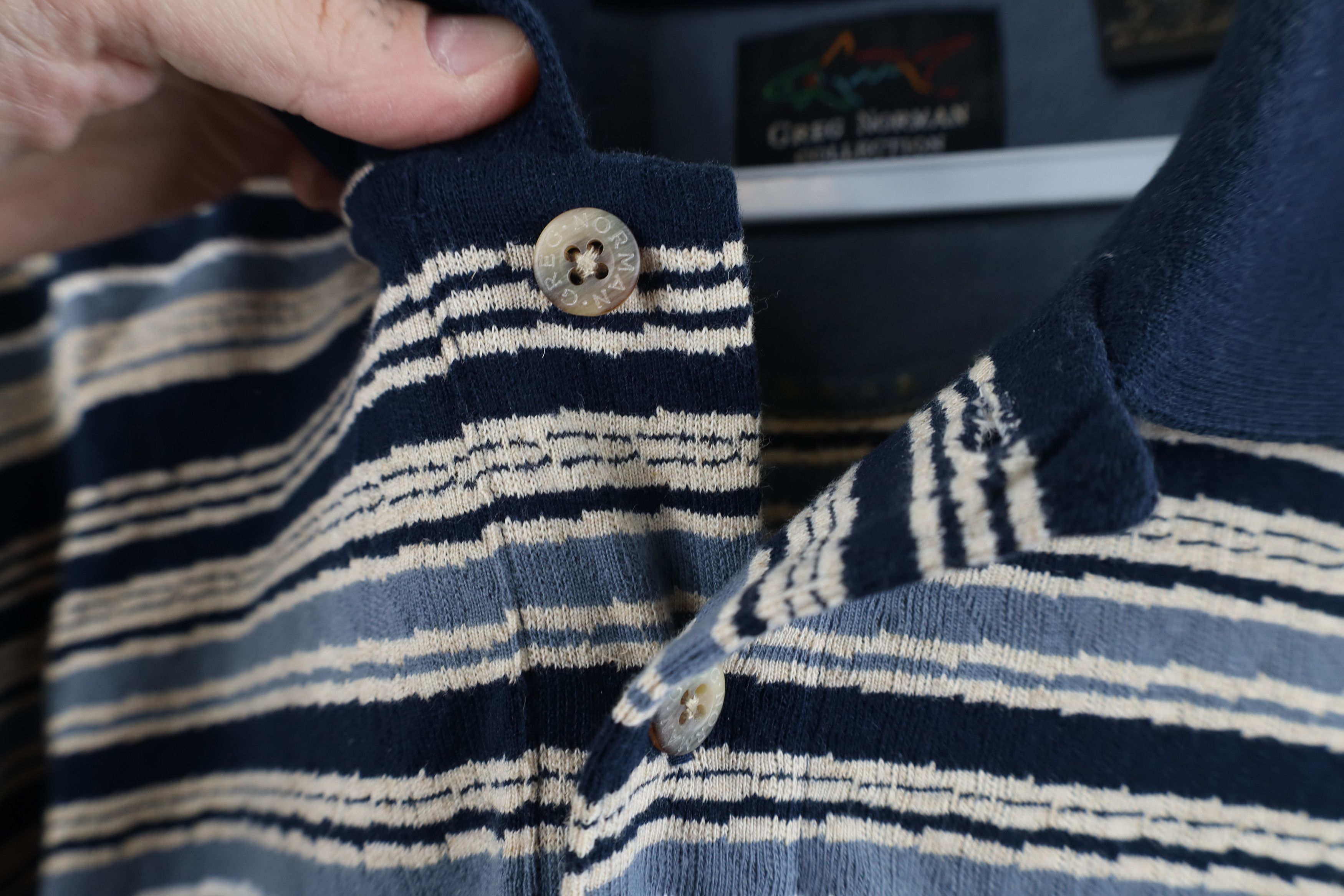 Vintage Vintage 90s Streetwear Baggy Striped Knit Golf Polo Shirt Size US L / EU 52-54 / 3 - 6 Thumbnail