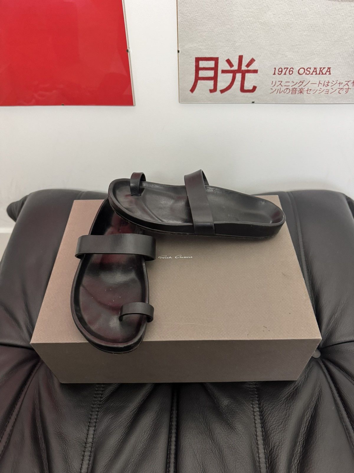 Rick Owens RICK OWENS Slides Sandals Black Leather Mainline Designer Size US 7 / EU 40 - 11 Thumbnail