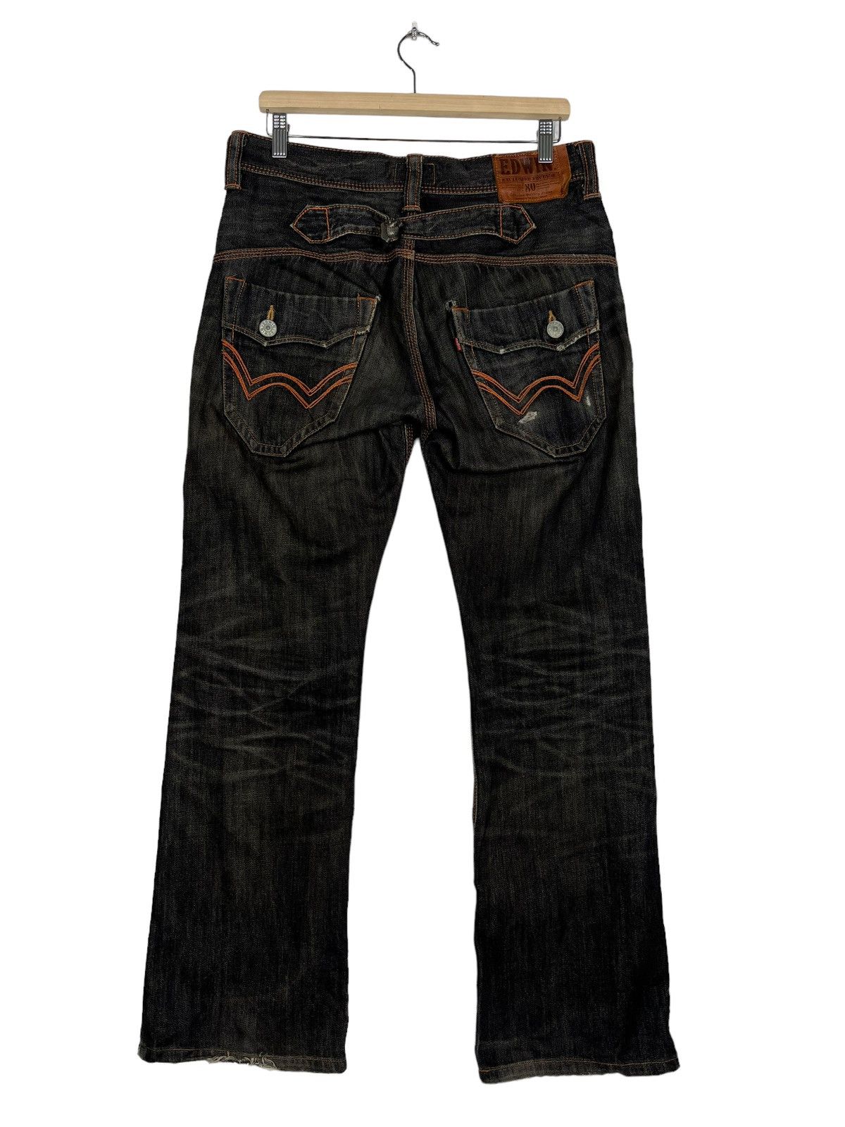 Edwin 🔥 EDWIN XV BLACK DISTRESSED DENIM JEANS Size US 32 / EU 48 - 2 Thumbnail