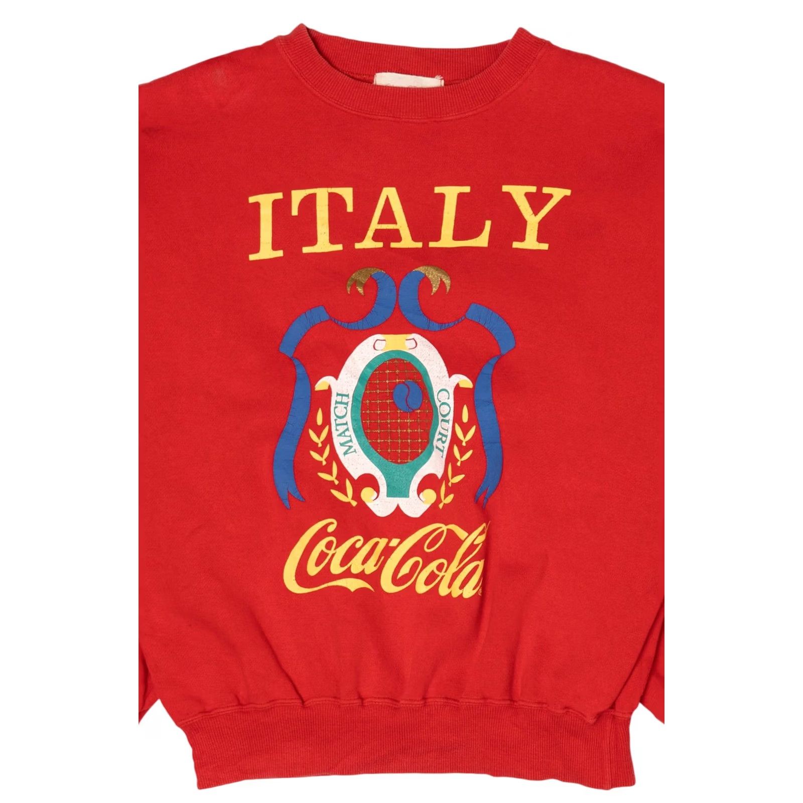 Vintage VINTAGE Red Coca-Cola Italy Court Sweatshirt Medium 1980s Size US M / EU 48-50 / 2 - 6 Thumbnail