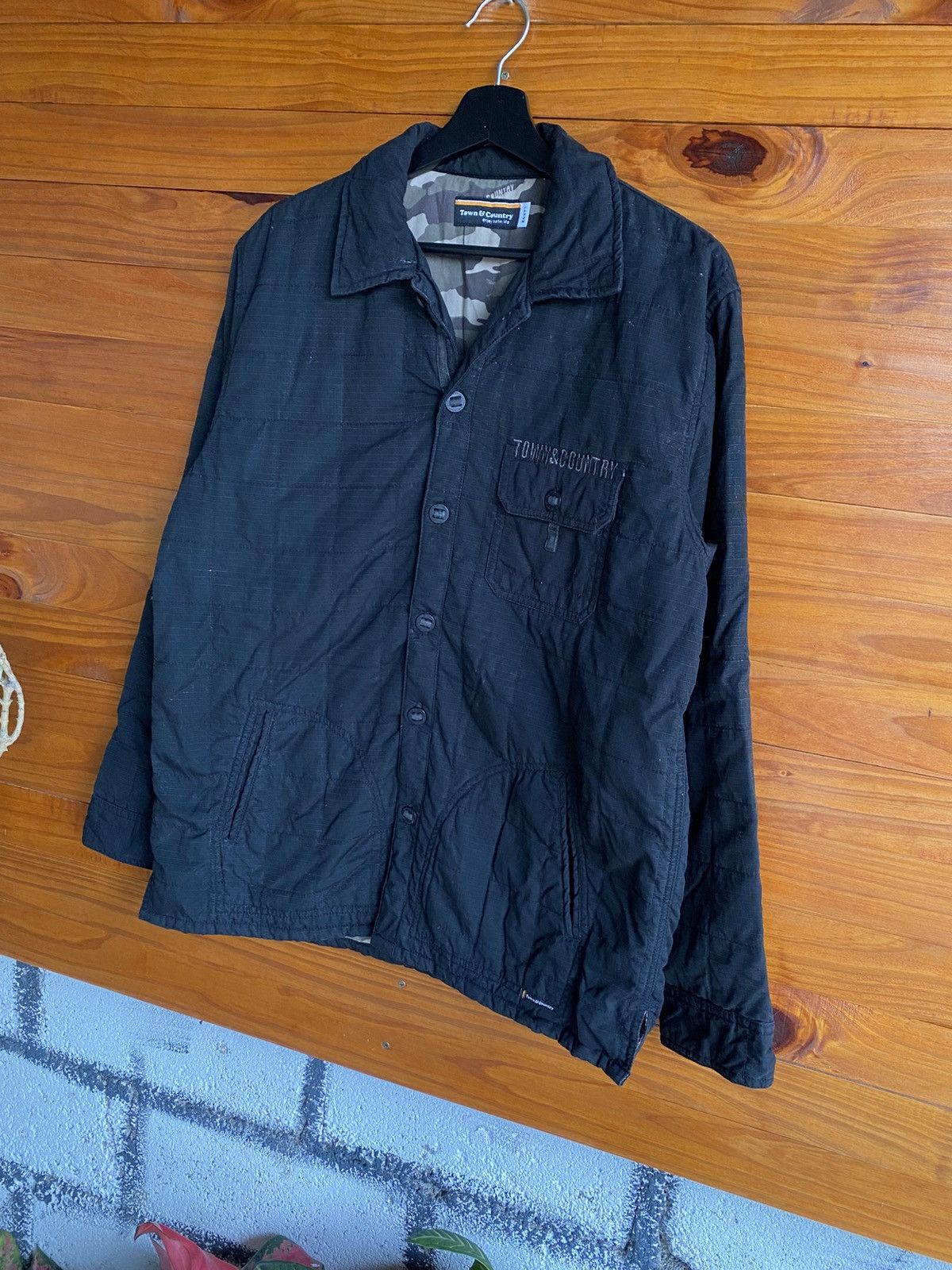 Vintage Town & Country Reversible Camouflage Jacket Black Surfwear Size US L / EU 52-54 / 3 - 4 Thumbnail