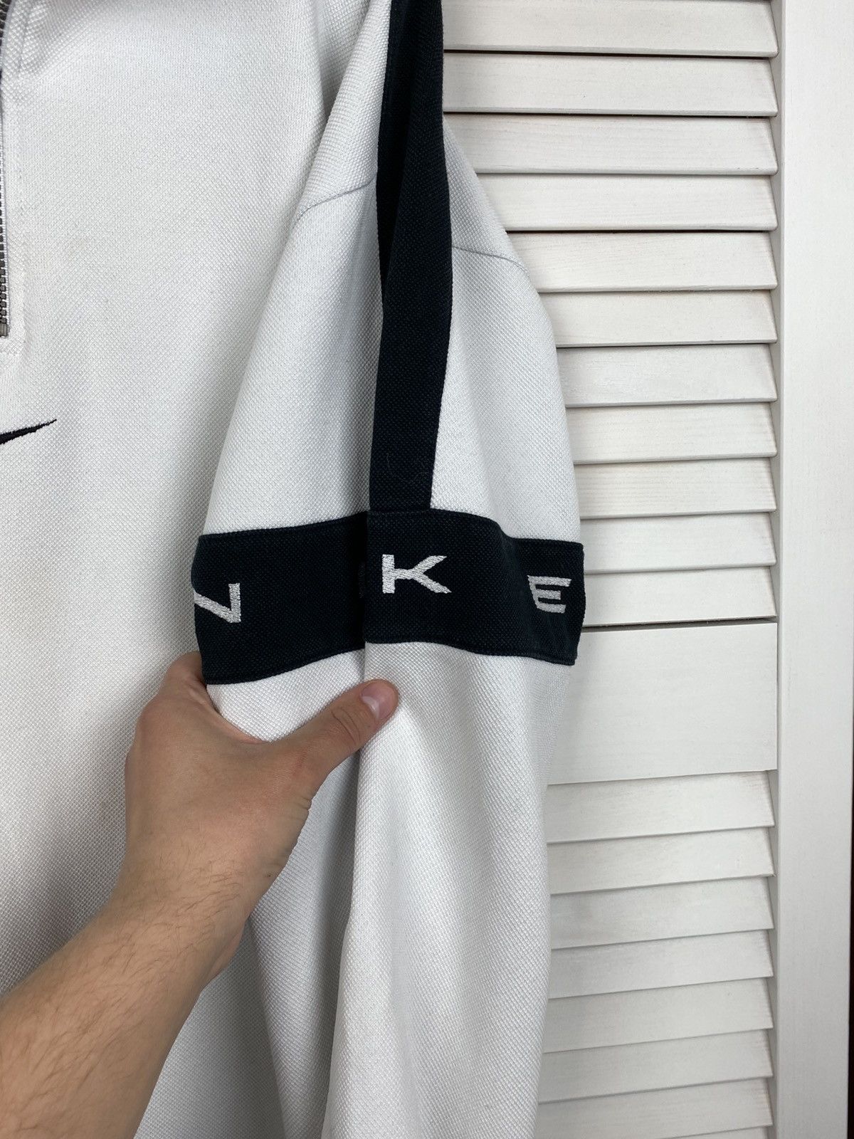 Nike Vintage 90s Nike Zip Up 1/4 Sweater Knit Central Swoosh Y2k Size US L / EU 52-54 / 3 - 6 Thumbnail