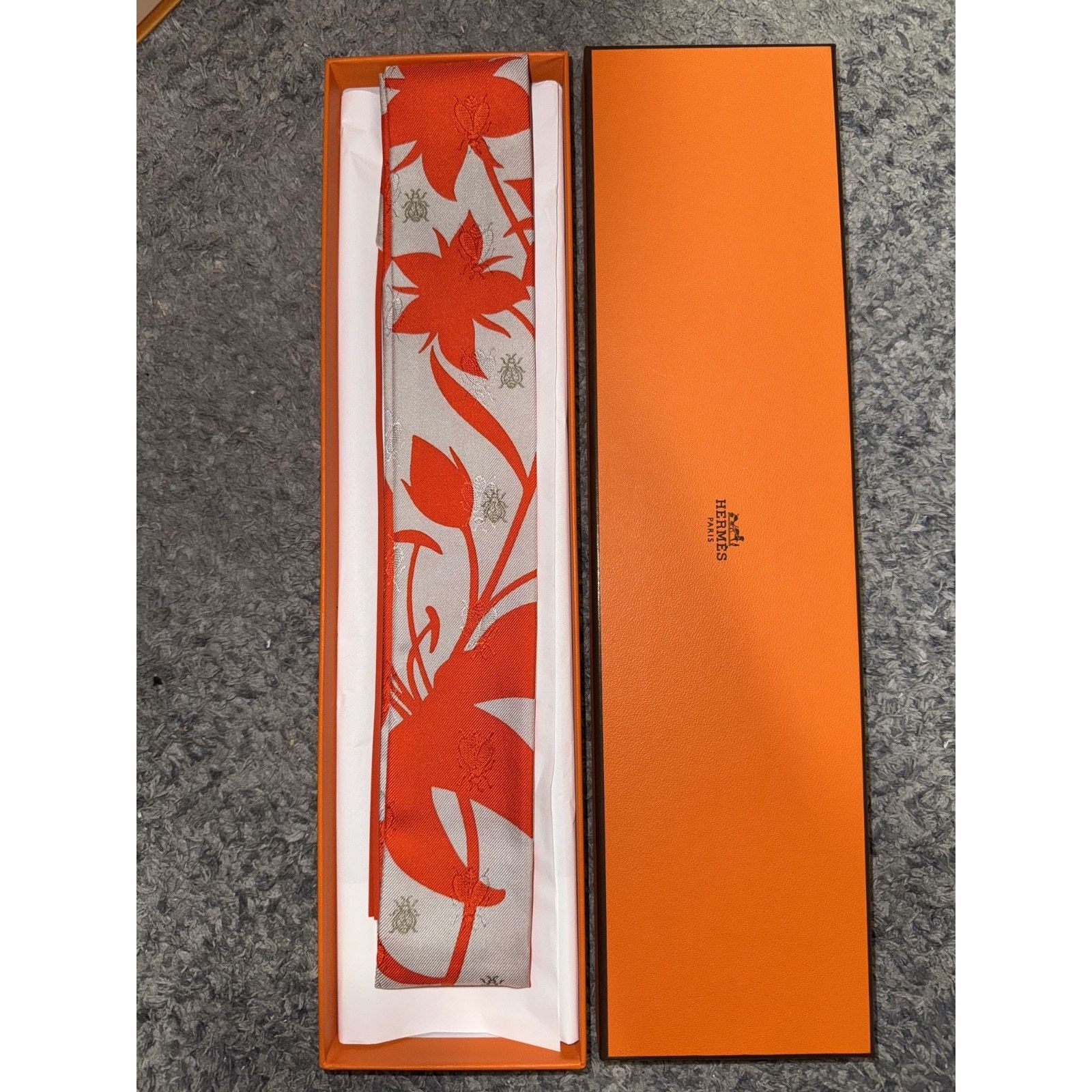 Hermes Hermes Scarf Twilly Fringe Leather Bouquet Vermillon Size ONE SIZE - 8 Thumbnail
