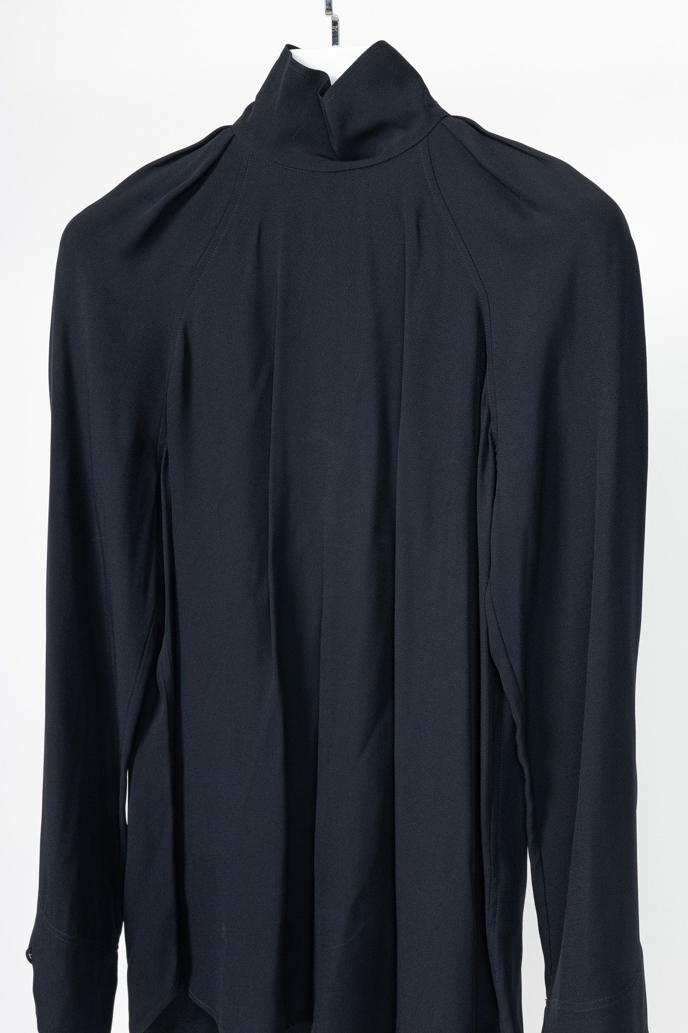 Toteme Toteme Navy High-Neck Crepe Blouse Size S / US 4 / IT 40 - 3 Thumbnail