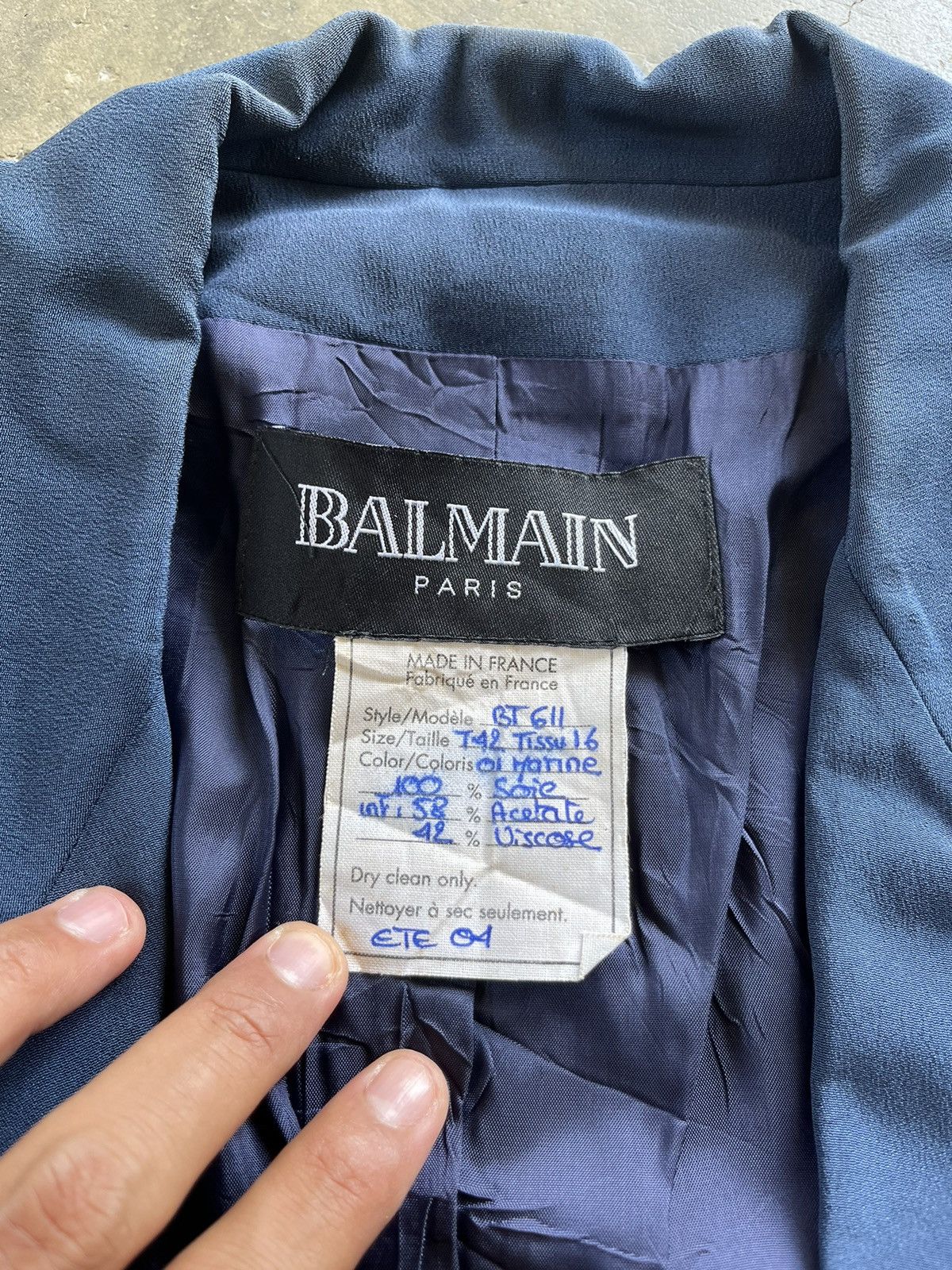 Balmain × Designer × Vintage ⚡️Vintage Balmain Single Button Blazer Jacket 90s Size M / US 6-8 / IT 42-44 - 4 Thumbnail