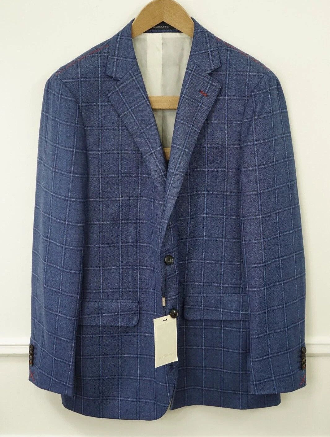 Suitsupply Men Suitsupply Blazer Sienna Pure Wool S130 Blue Size US44 Size 44R - 1 Thumbnail
