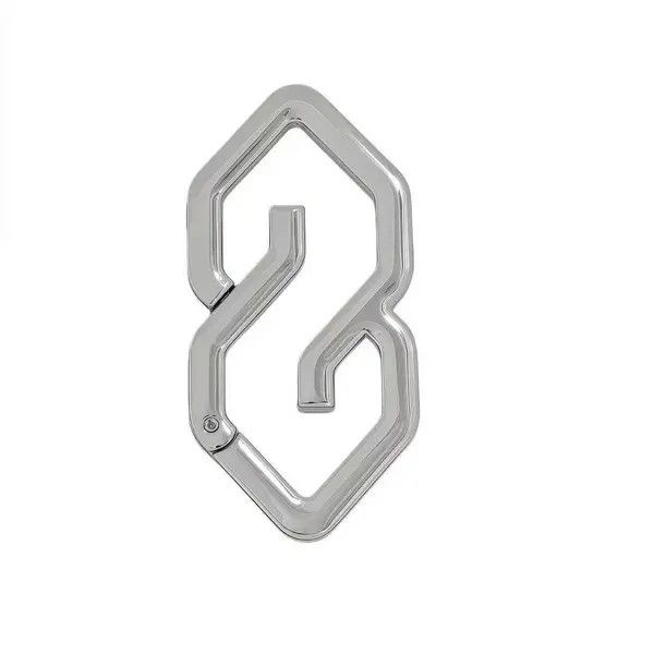 Jewelry Silver Geometric Metal Carabiner Clips, Keychain Hooks Size ONE SIZE - 8 Thumbnail