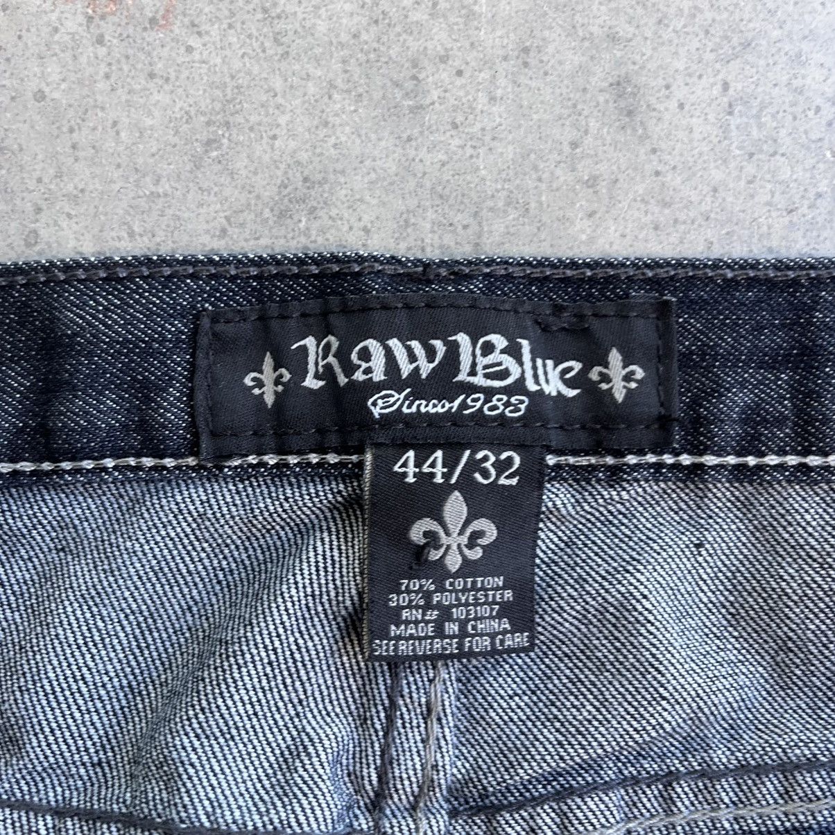 Other Crazy Y2K Raw Blue Black Baggy Embroidered Jeans 44x32 Size US 44 / EU 60 - 3 Thumbnail