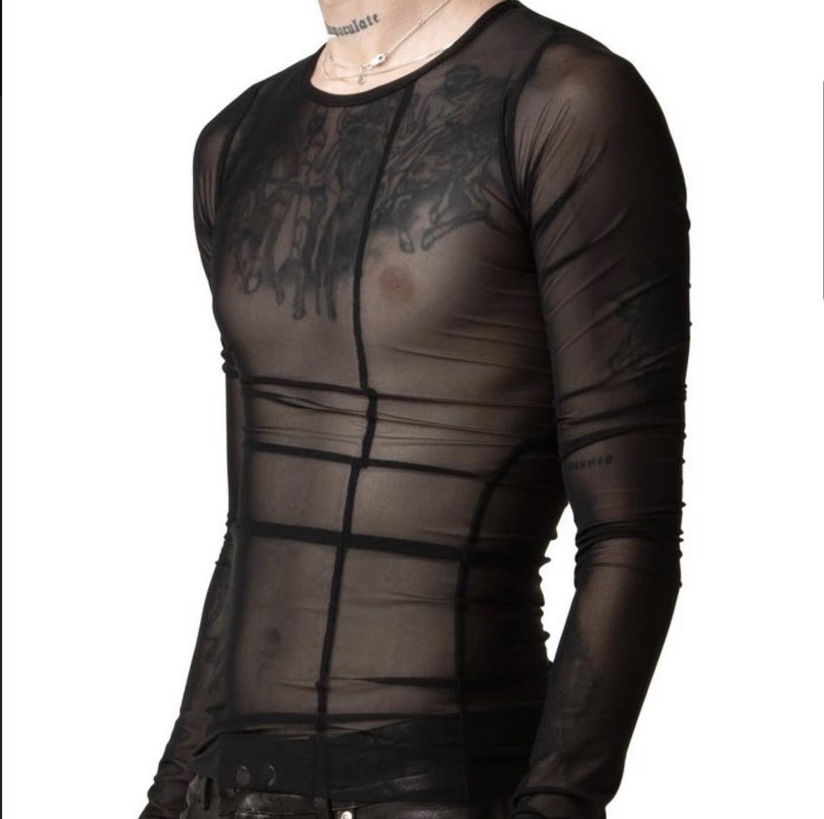 Rick Owens Dreamhouse Window Mesh Longsleeve Tee - Small Black Size US S / EU 44-46 / 1 - 4 Thumbnail