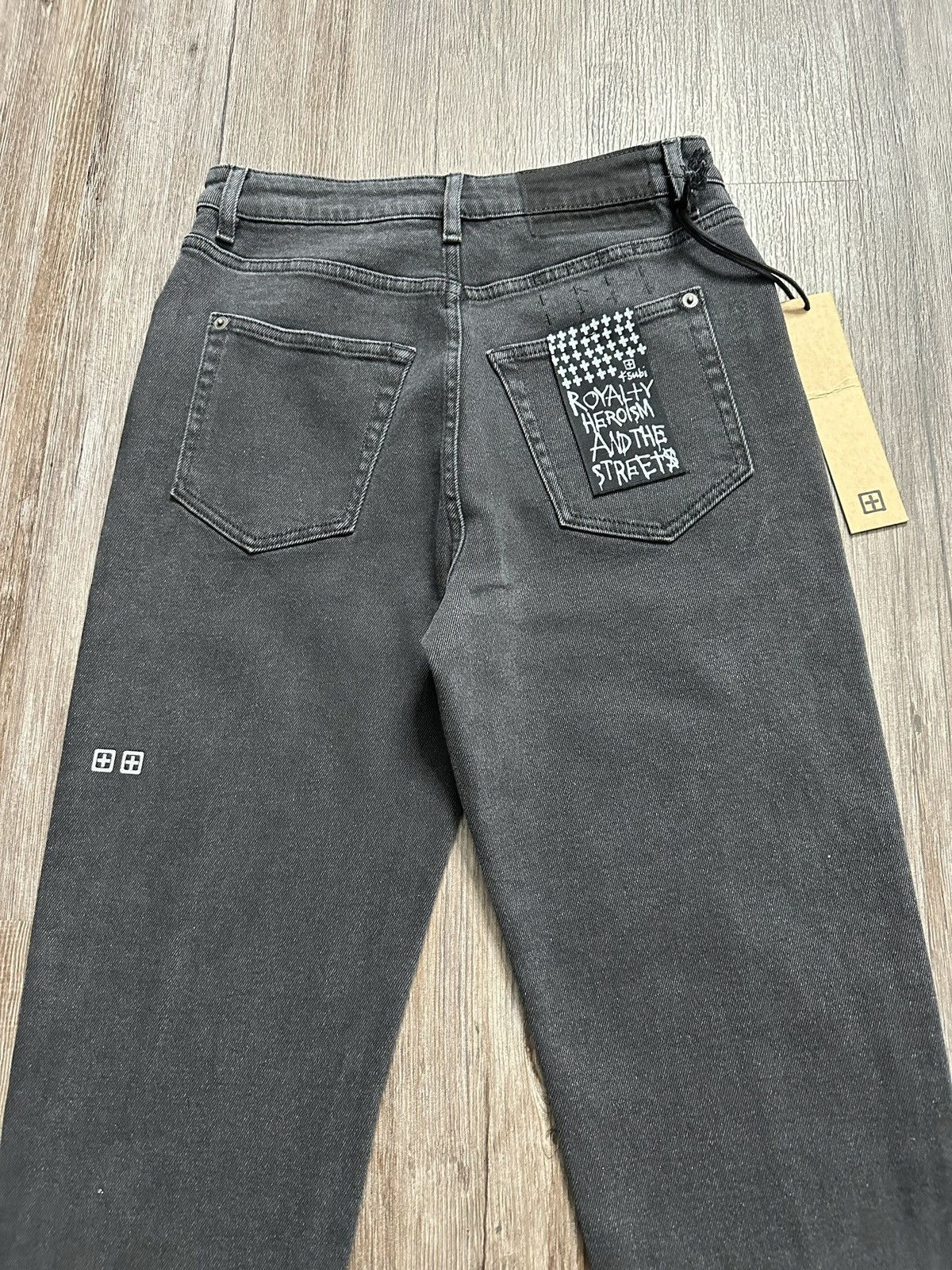 image of Ksubi Pointer Burnout Straight Leg Denim Jeans Size 26 in Faded Black, Women's