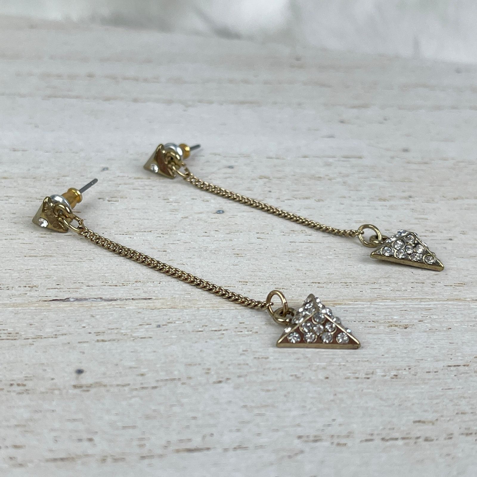Other Dainty Gold Tone Rhinestone Arrow Dangle Earrings Festival Size ONE SIZE - 8 Thumbnail