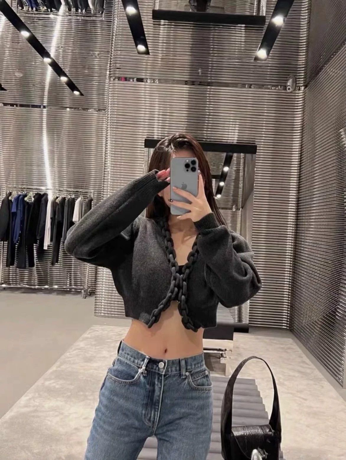 Alexander Wang Alexander Wang gray chain link collar cardigan S 99 new Size S / US 4 / IT 40 - 7 Thumbnail