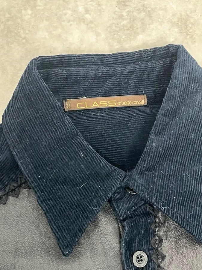 Roberto Cavalli AW2003 Roberto Cavalli Black Velvet & Leather Shirt Size US M / EU 48-50 / 2 - 9 Thumbnail