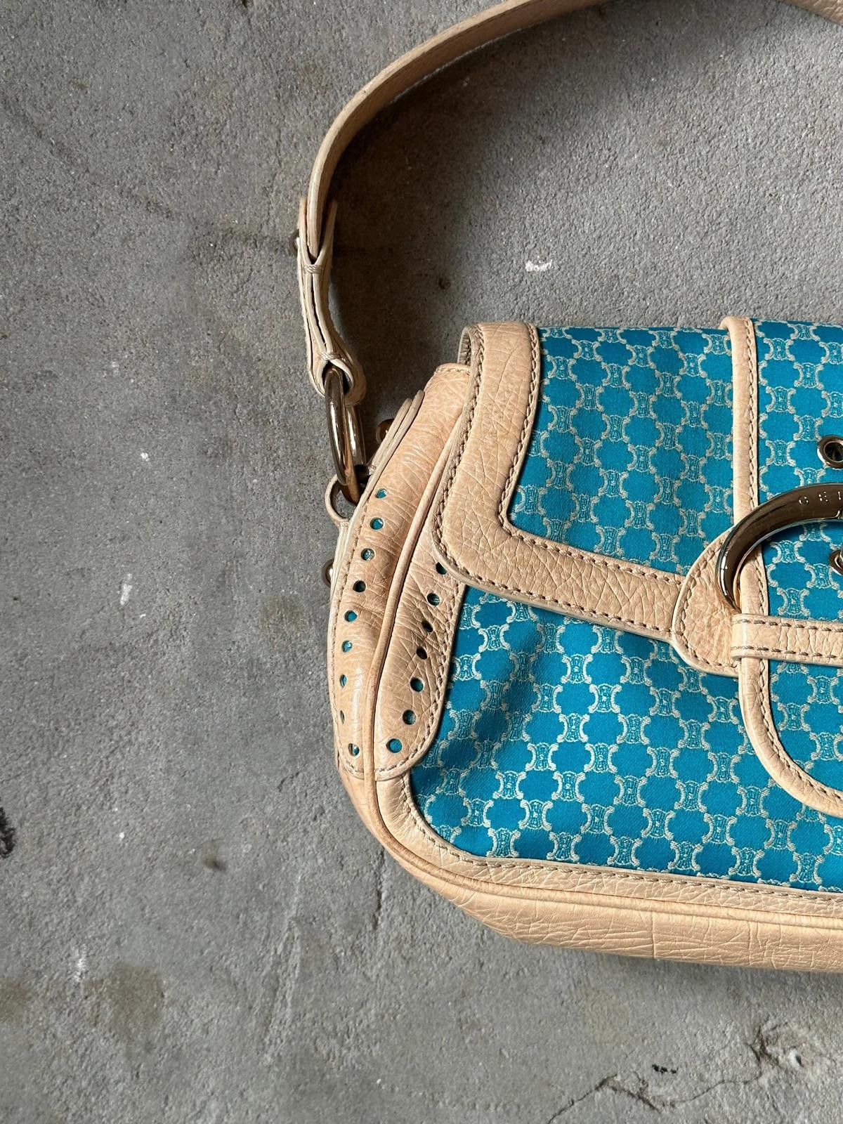 Celine Celine Macadam Triomphe Shoulder Bag Blue/Beige Size ONE SIZE - 2 Thumbnail