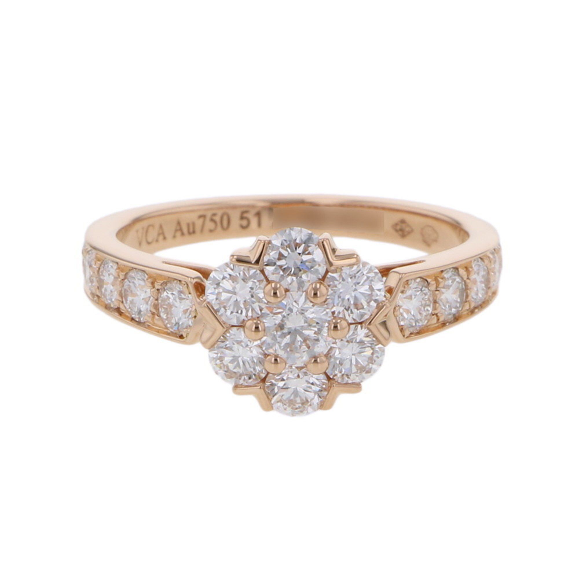 Van Cleef Arpels Fleurette Ring, 17 diamonds, 18K pink