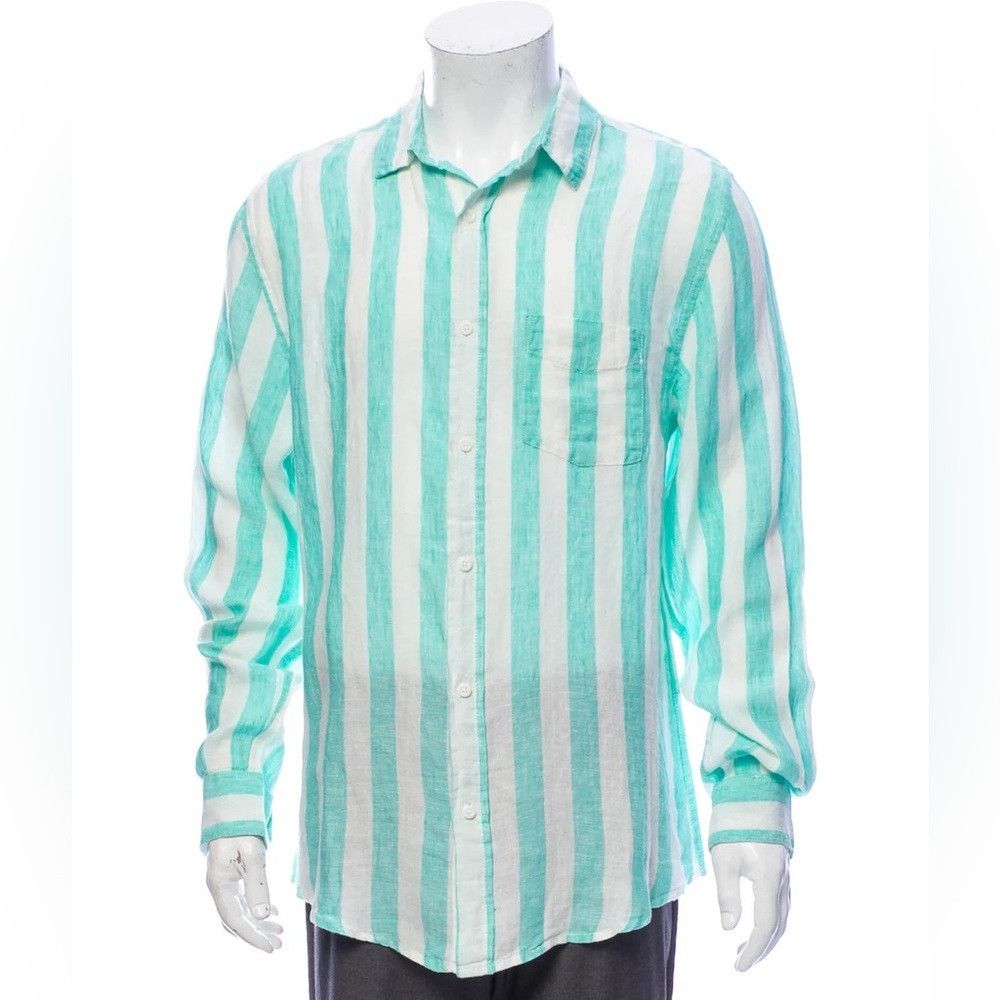 Onia ONIA Linen Striped Shirt Size: M Size US M / EU 48-50 / 2 - 1 Thumbnail