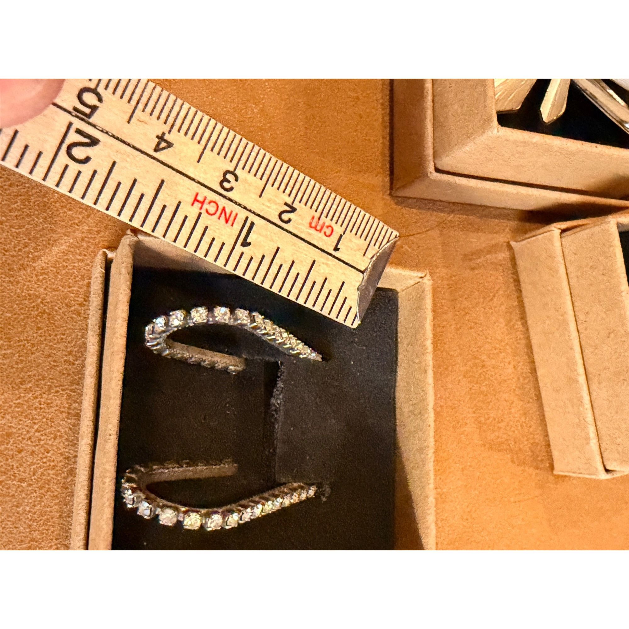 Other Silver-Tone Rhinestone Hoop Earrings U-Shape Design Size ONE SIZE - 5 Thumbnail