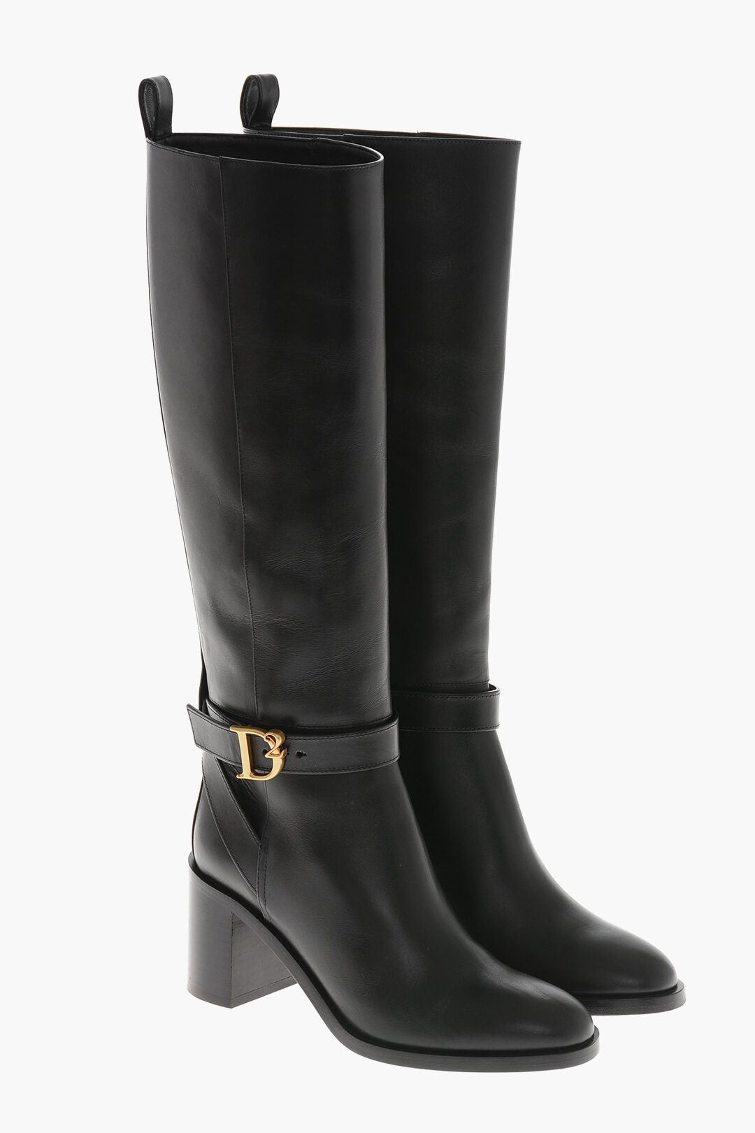 Dsquared2 Leather Boots With Gold-Effect Monogram And 7cm Heel Size US 6 / IT 36 - 1 Thumbnail