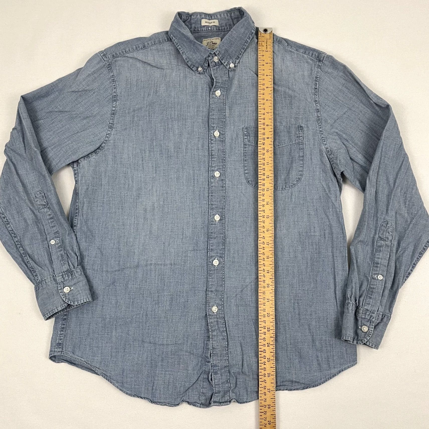 J.Crew J.CREW Shirt Mens M Blue Cotton Button-Up Solid Breathable Easy Care Pockets Business Casual Formal Travel Workwear Classic Outdoor Size US M / EU 48-50 / 2 - 3 Thumbnail