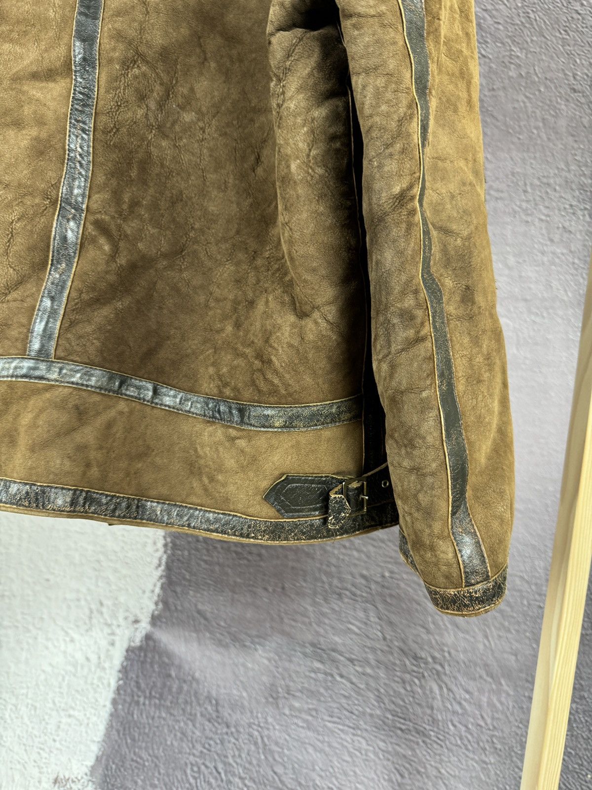 Vintage 90s y2k type b-3 leather shearling brown jacket