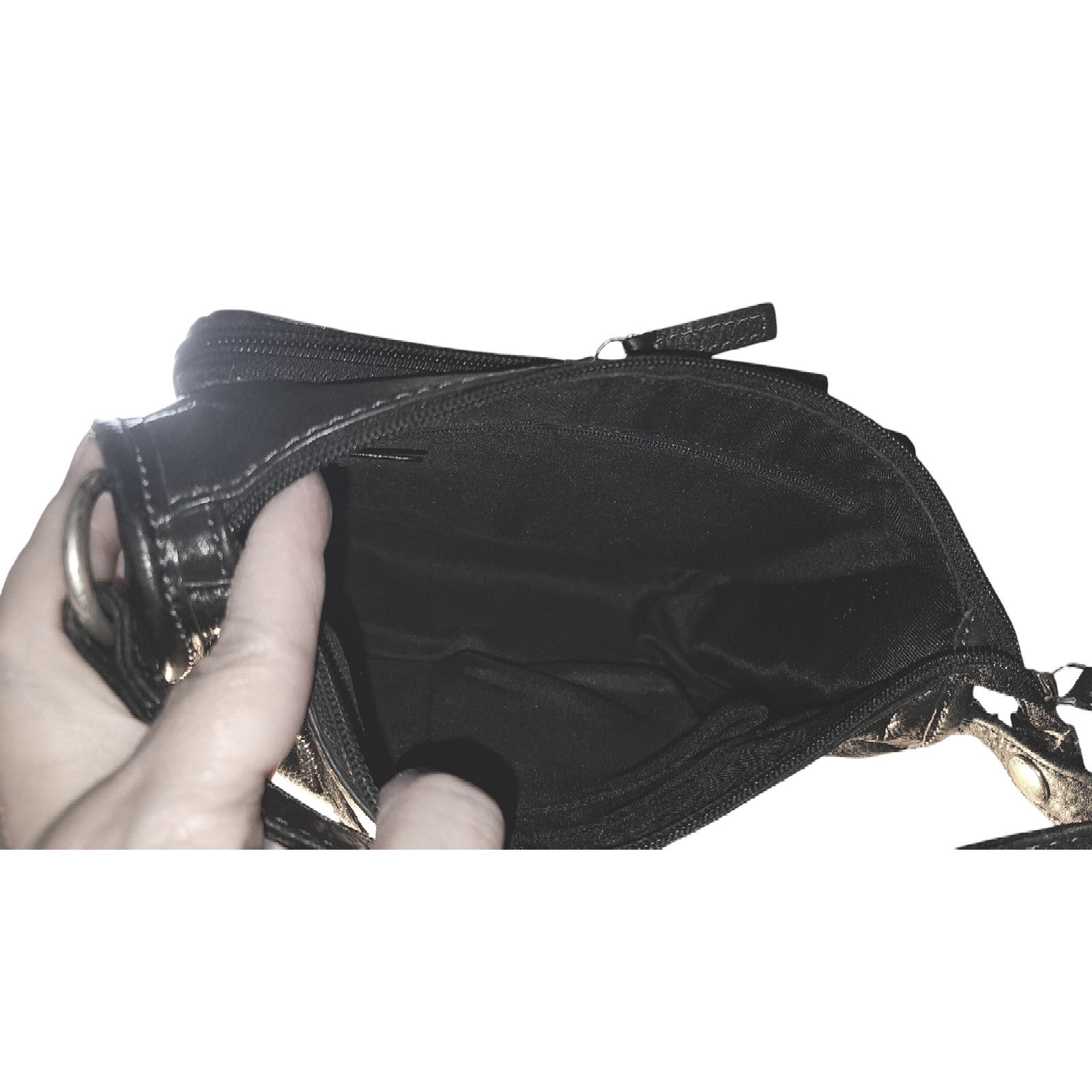 Fossil Vintage Fossil Shoulder Bag Black Leather Structured Pockets Size ONE SIZE - 4 Thumbnail
