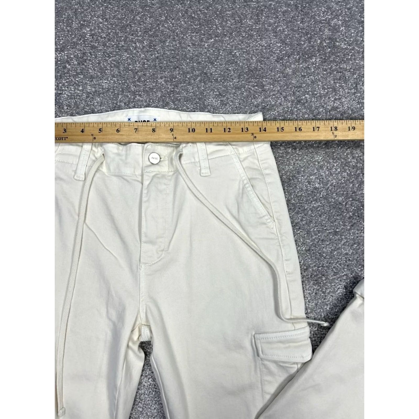 Paige Paige Christy Cargo Pants Womens 27 Cream Cotton Mid Rise Ankle Cuffed Tapered Size 27" / US 4 / IT 40 - 3 Thumbnail