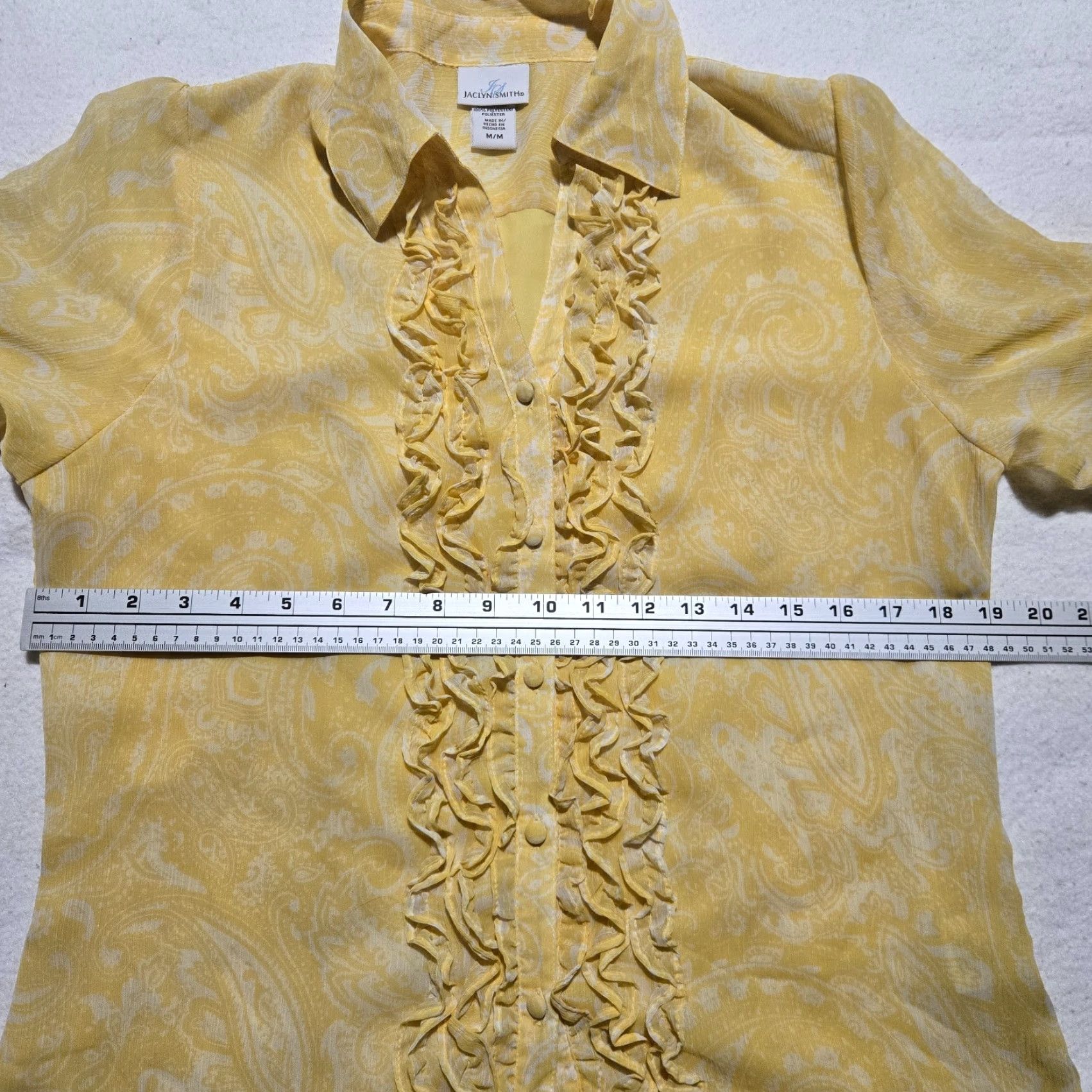 Vintage Jaclyn Smith Blouse Shirt Adult Women's M Yellow Button Up Ruffles Top Womens Size M / US 6-8 / IT 42-44 - 4 Thumbnail