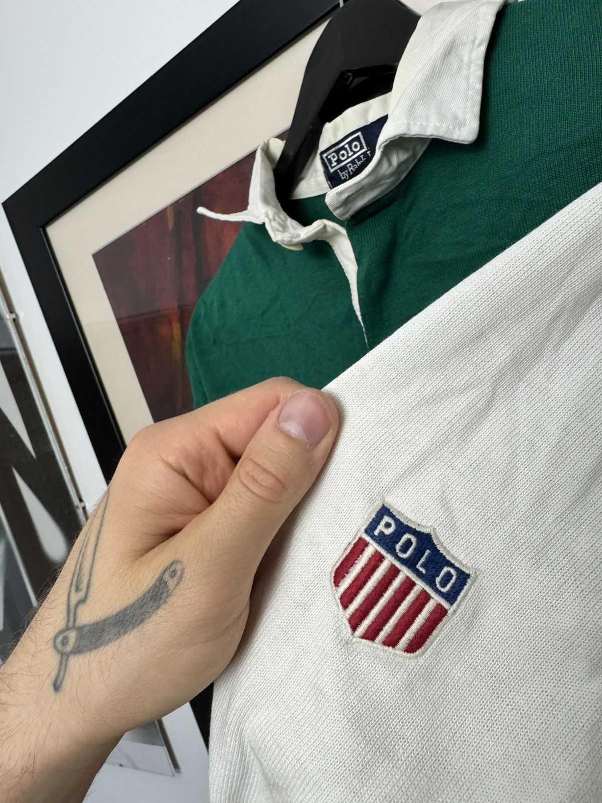 Vintage 90s Polo Ralph Lauren Rugby Polo Shirt Made In USA, image size:1200x1600
