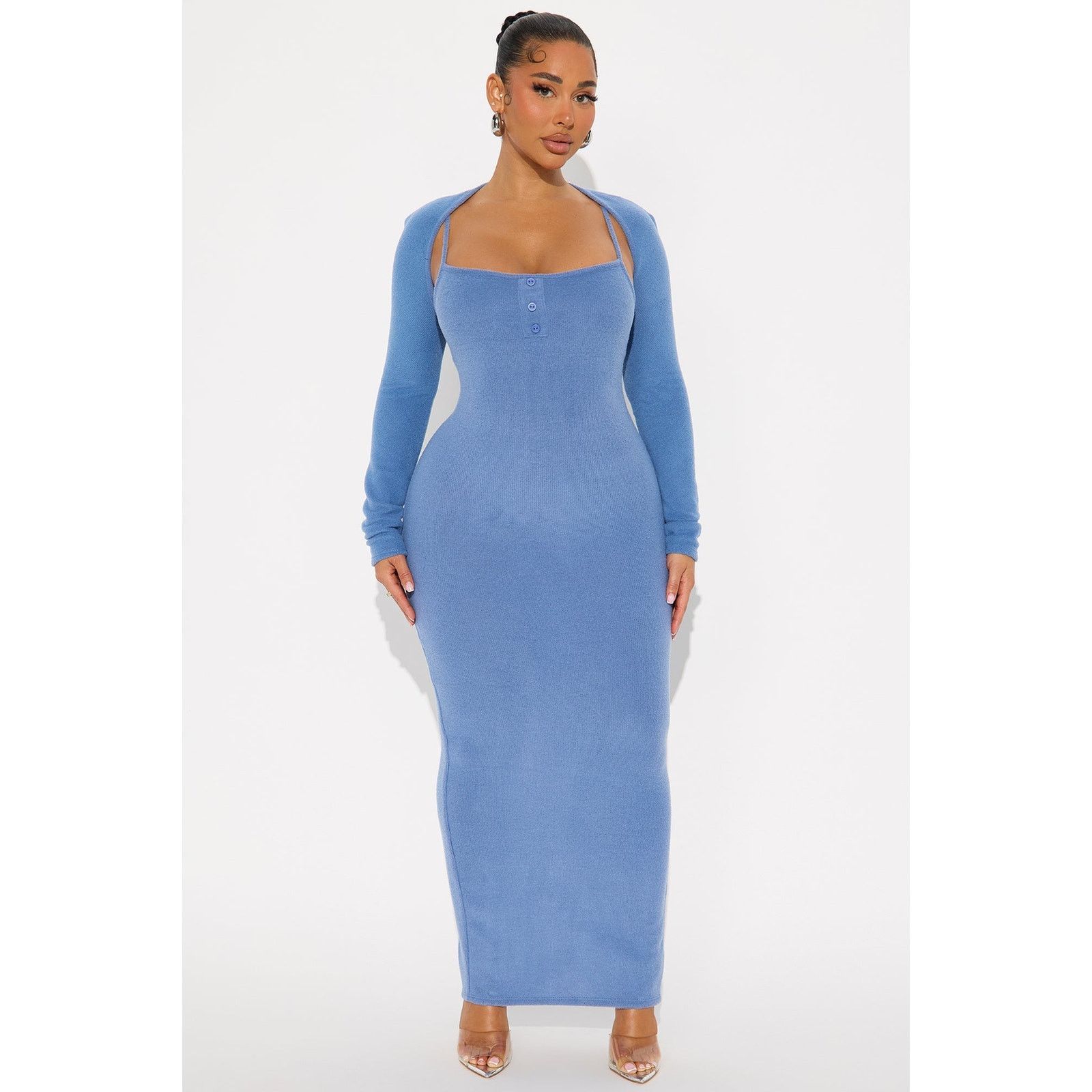 Other No Rush Sweater Maxi Dress - Dusty Blue - Size 3X Size 3XL / US 20-22 - 1 Thumbnail