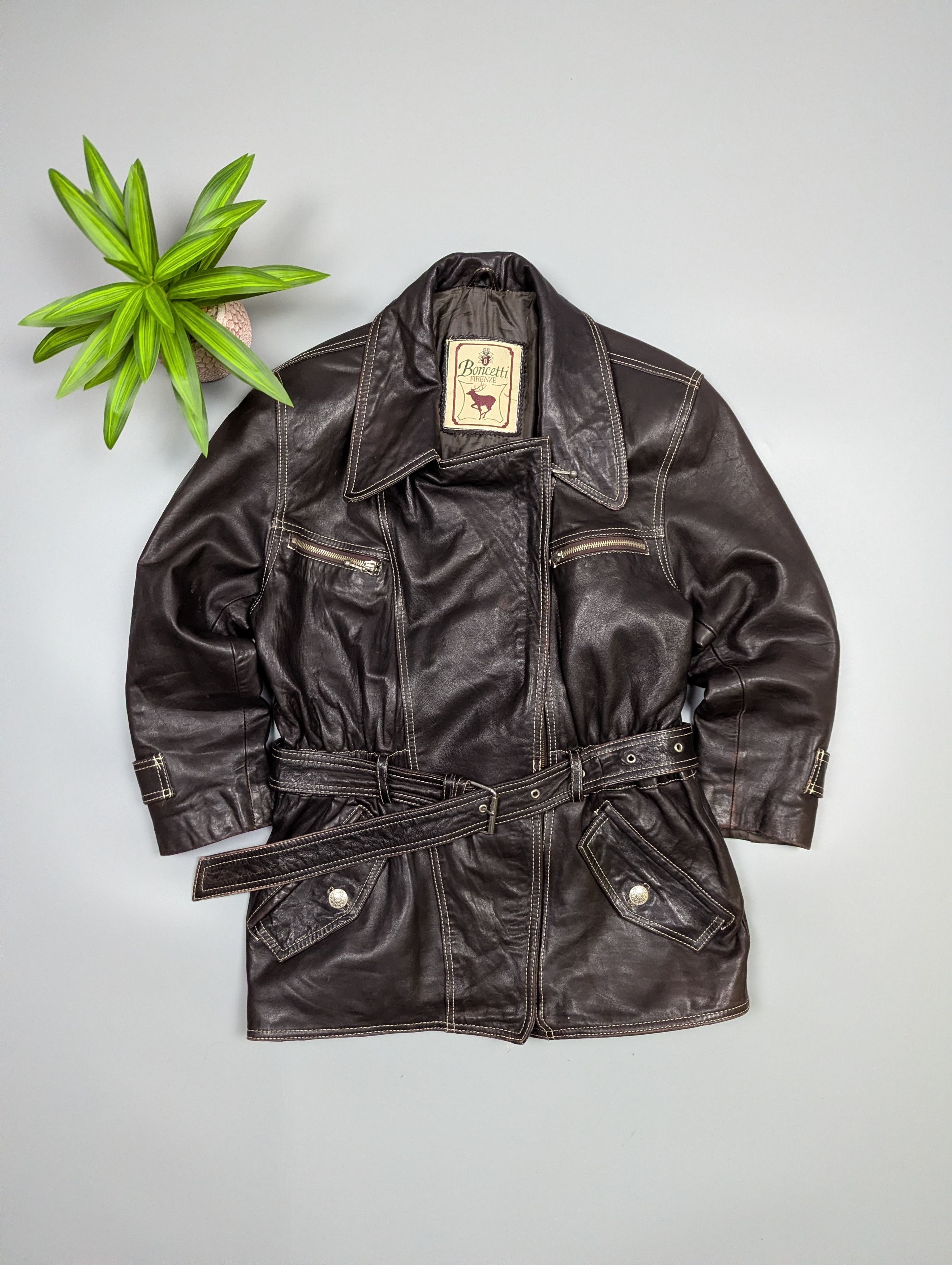 Bonchetti Firenze 90s Vintage Leather Trench Coat/Jacket