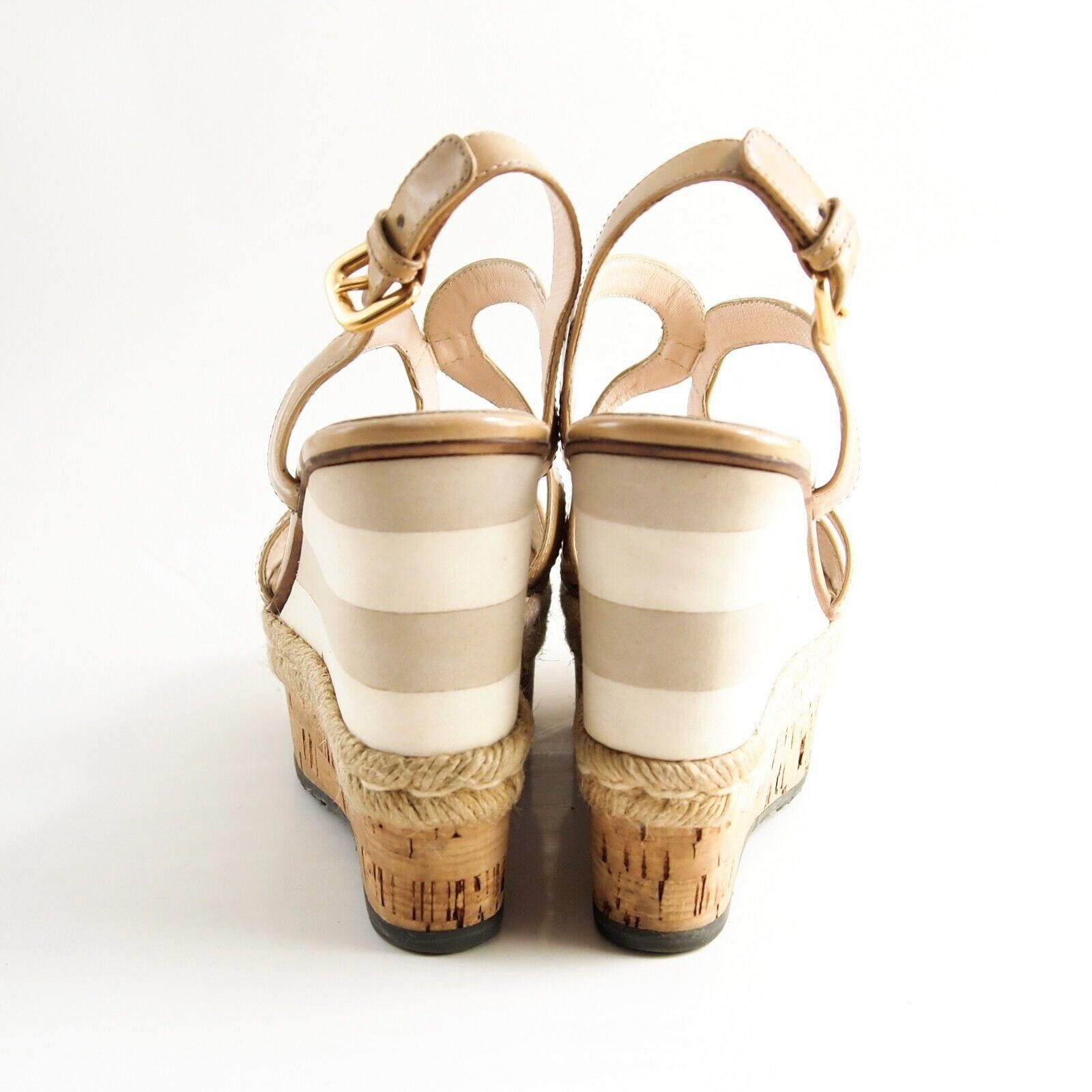 Prada Prada Wedge Sandals Beige Nude Patent Leather US 7 EU 37 Size US 7 / IT 37 - 5 Thumbnail