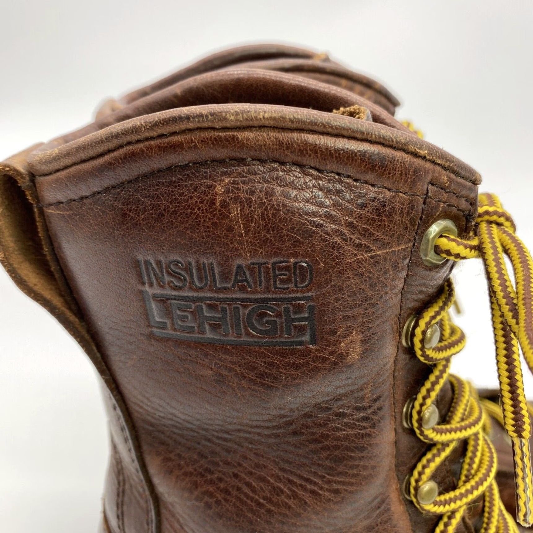 Vintage LEHIGH INSULATED TALL LINEMEN BOOTS STEEL TOE WORKBOOTS ANSI Z71 10W Leather Brown Lace Up Men Boots Size US 10 / EU 43 - 6 Thumbnail