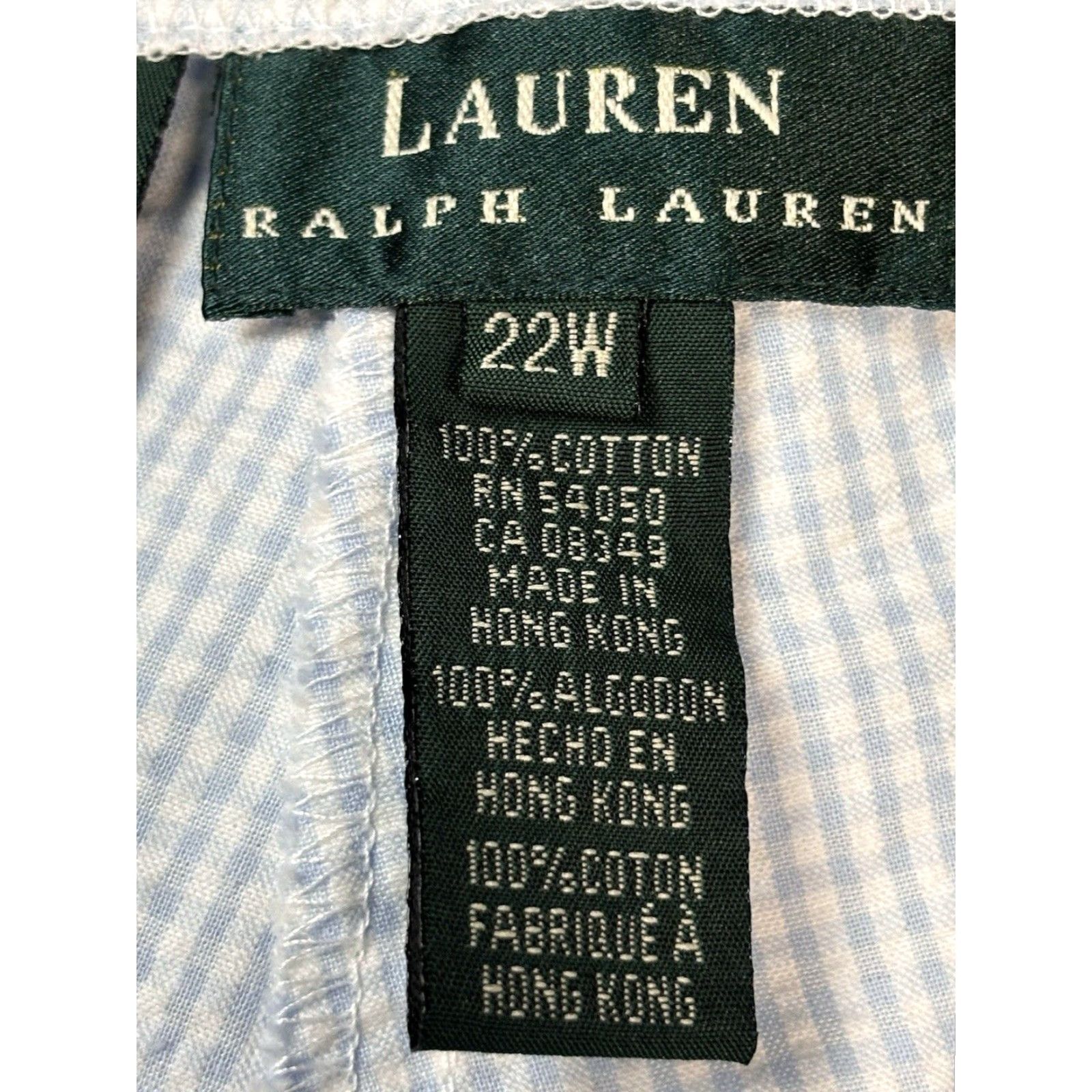Ralph Lauren VINTAGE Lauren Ralph Lauren Seersucker Pedal Pusher Pants Capris Womens Plus Size 22W Blue White Beach Casual Size 40" / US 18 - 7 Thumbnail