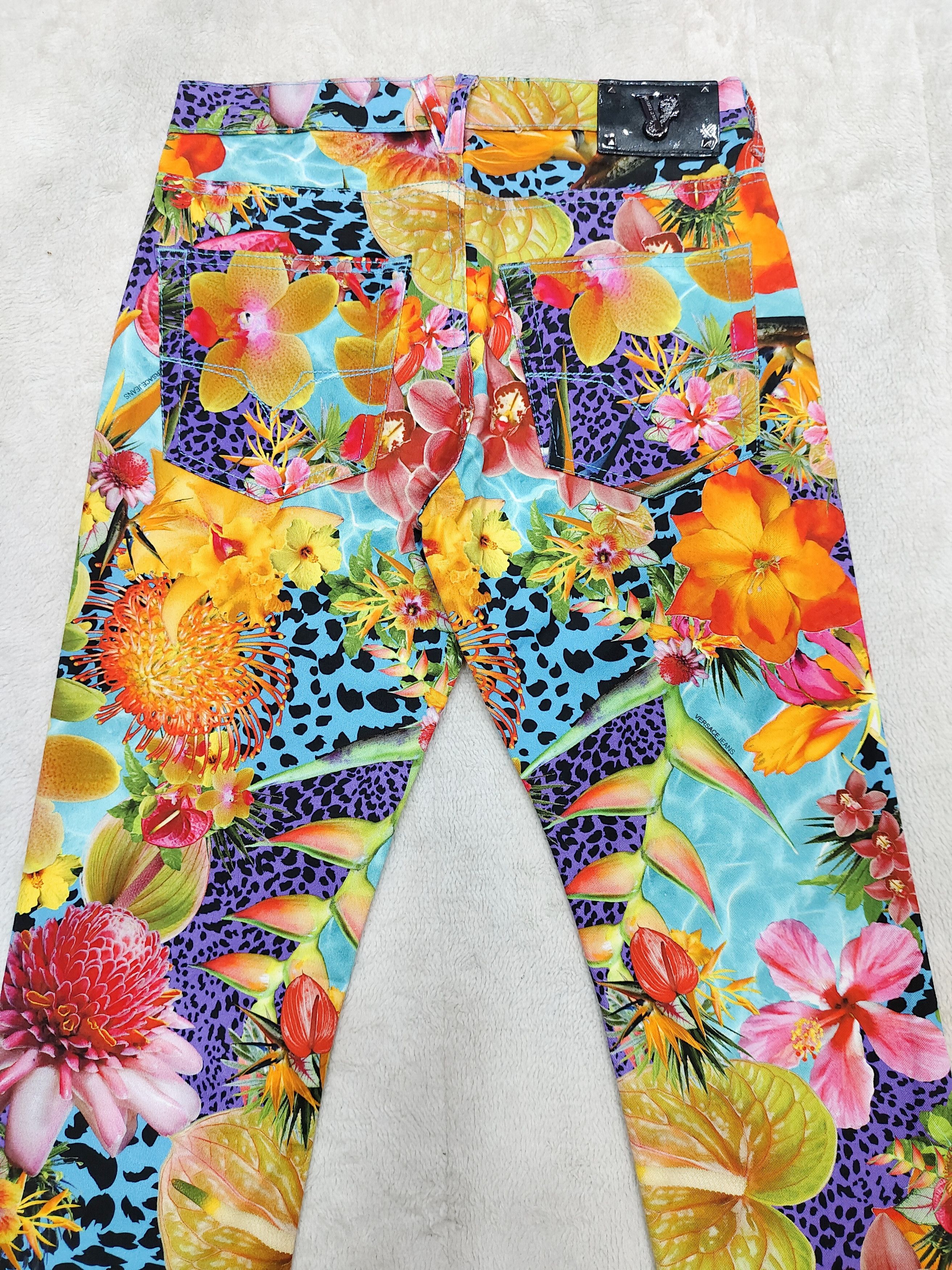 Versace Jeans Couture Versace❤️‍🔥Archive Y2k Tropical Floral Leopard Print Slim Size 28" / US 6 / IT 42 - 5 Thumbnail