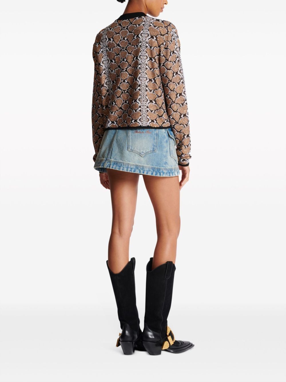 Balmain o1s1wg110825 Python Jacquard Jumper in Brown Size S / US 4 / IT 40 - 5 Thumbnail