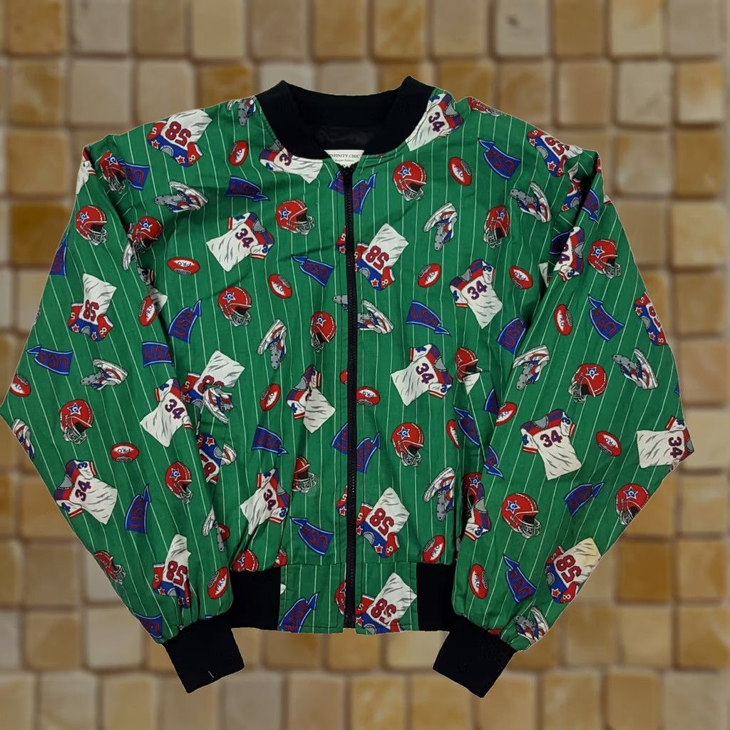 Etro VINTAGE Infinity Chic Jacket Women's Green Zip Up 90s Football Sports USA Made Large Retro Casual 1990s 1980s Size L / US 10 / IT 46 - 1 Thumbnail