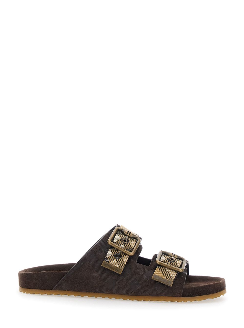 Burberry 'Urchin' Brown Sandals with Adjustable Buckle and Check Motif in Leather for Women Size US 9 / IT 39 - 1 Thumbnail