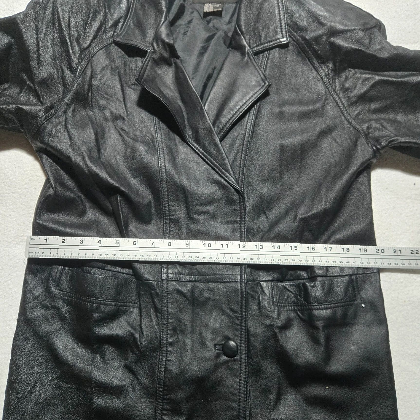 Vintage Savannah Jacket Black 100% Leather Mid-Length 2-Button Front Adult Womens Medium Jacket Coat Womens Black 100% Leather Mid-Length 2-Button Front Size M / US 6-8 / IT 42-44 - 3 Thumbnail
