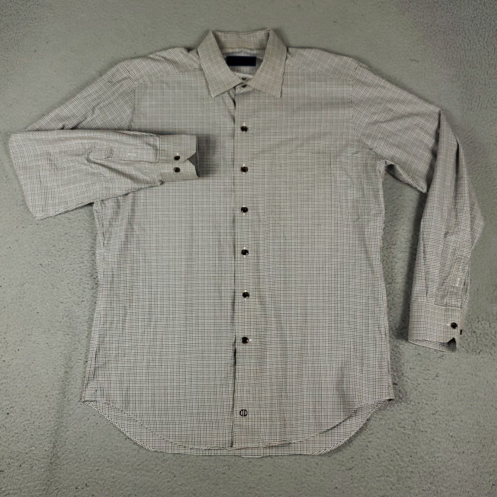 David Donahue David Donahue Shirt Mens 16.5 Brown Blue Check Dress Button Up Long Sleeve Clothing Shirt Mens Brown Check Dress Shirt 16.5 Mens Size 42R - 2 Thumbnail