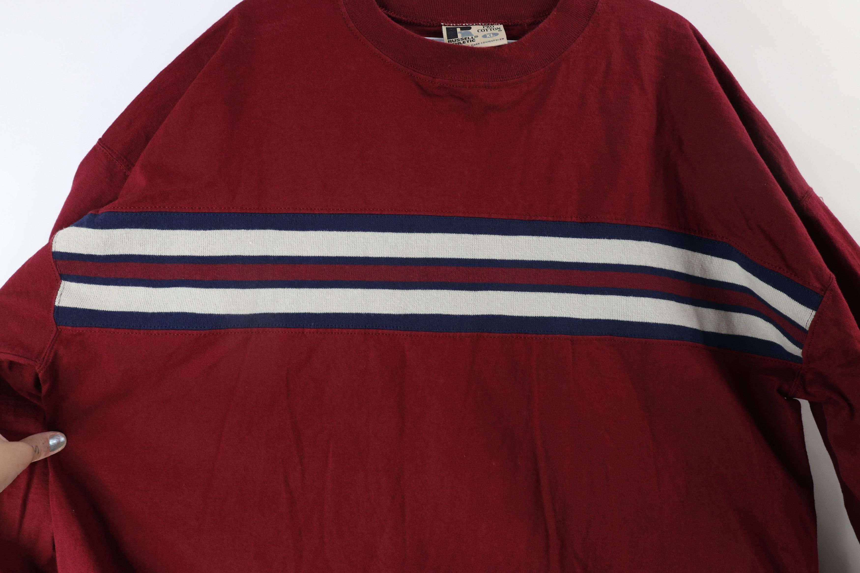 Russell Athletic × Vintage Vintage 90s Russell Athletic Striped Long Sleeve T-Shirt USA Size US XL / EU 56 / 4 - 4 Thumbnail