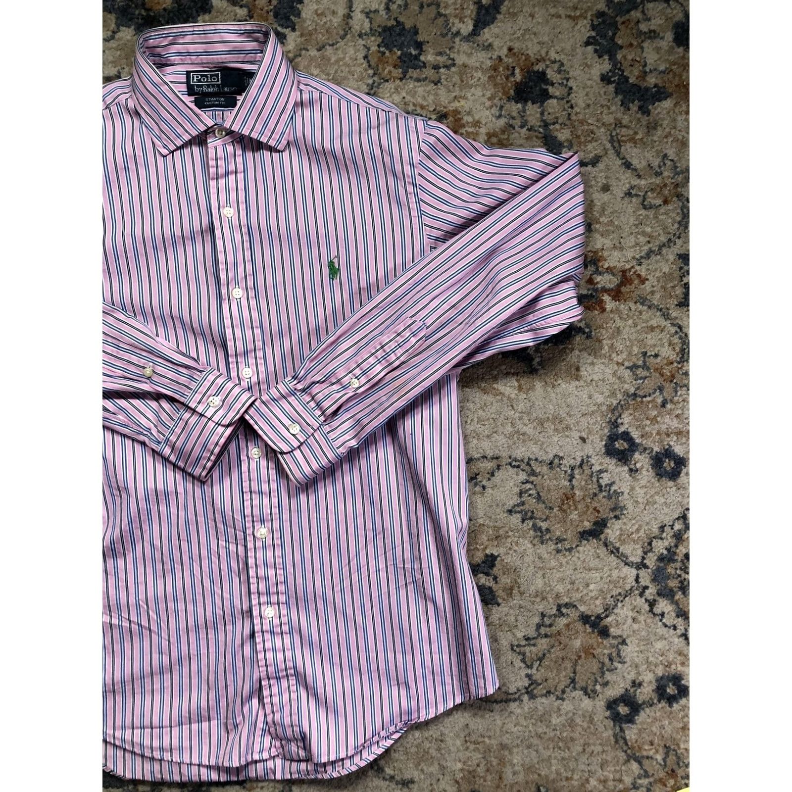 Polo Ralph Lauren Polo Ralph Lauren Stanton Shirt Mens M Pink Stripe Custom Fit Button Down Shirt Size US M / EU 48-50 / 2 - 4 Thumbnail