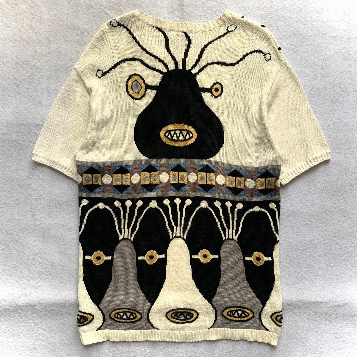 Yoshiyuki Konishi 1980s Ficce (By Yoshiyuki Konishi) Monster Abstract Knit Top Size US L / EU 52-54 / 3 - 1 Thumbnail