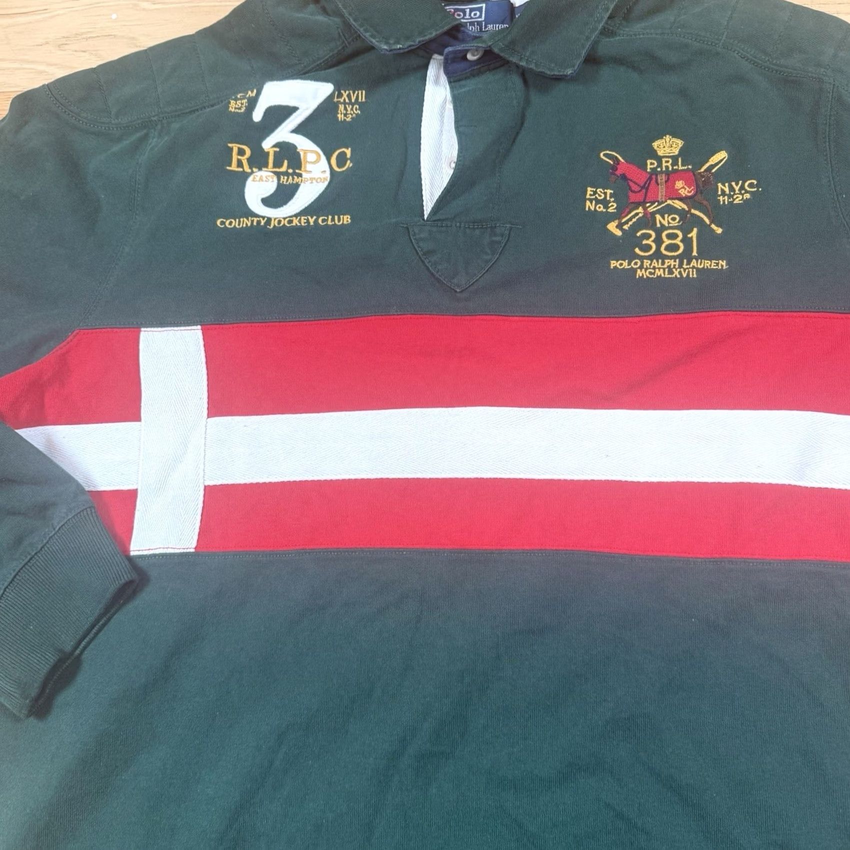 Ralph Lauren VINTAGE Ralph Lauren Rugby Shirt Polo Mens XL Red Equestrian Jockey Club Hampton NYC Men Size US XL / EU 56 / 4 - 6 Thumbnail